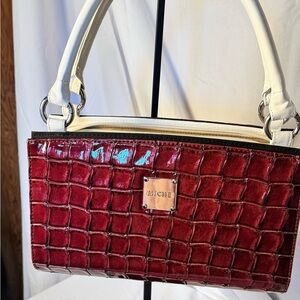 Michele Croc Embossed Interchangeable Shell Handbag in Pink & Burgundy. NWT